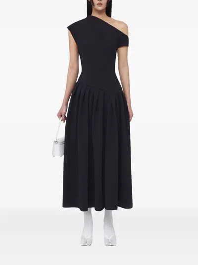 Chats By C.dam One-shoulder Pleated Midi Dress