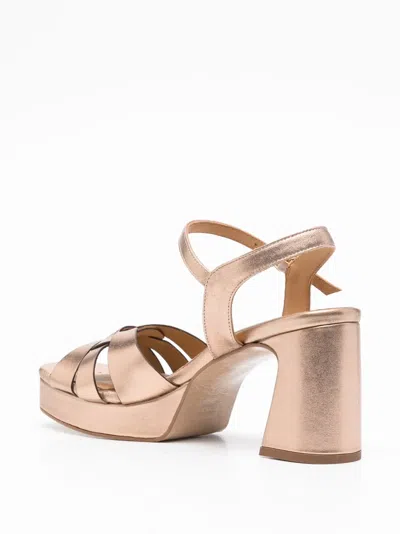 Pedro Miralles 80mm Crossover Platform Sandals In Gold