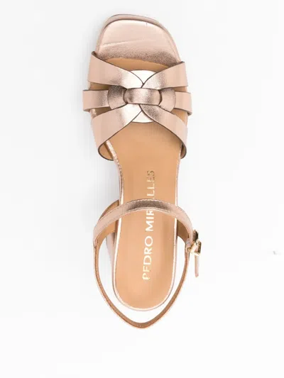 Pedro Miralles 80mm Crossover Platform Sandals In Gold