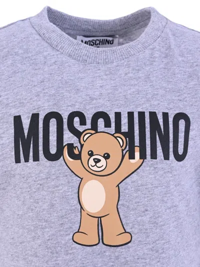 Moschino Teddy Bear Logo-print Cotton T-shirt In Blue