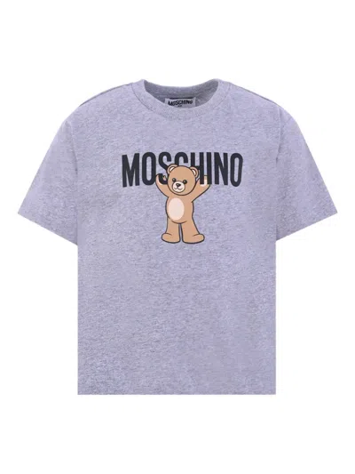 Moschino Teddy Bear Logo-print Cotton T-shirt In Blue