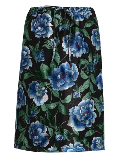Kenzo Midirock Mit Pfingstrosen-print In Green