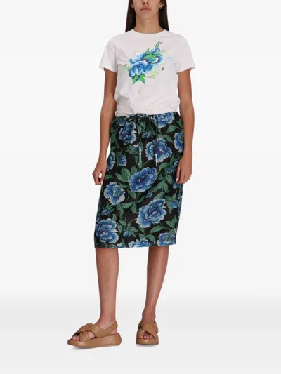 Kenzo Midirock Mit Pfingstrosen-print In Green