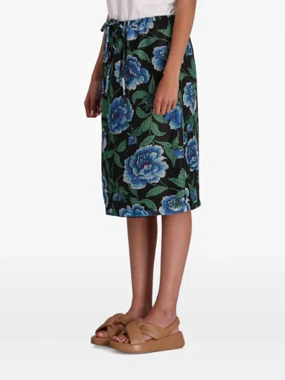 Kenzo Midirock Mit Pfingstrosen-print In Green