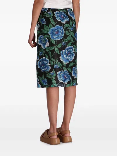 Kenzo Midirock Mit Pfingstrosen-print In Green
