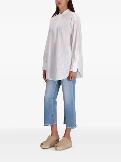 Hugo Boss Relaxed-fit Blouse In Easy-iron Poplin In White