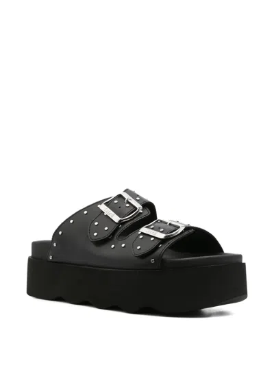 Scholl 40mm Beatriz Studded Double-buckle Platform Sandals In Black