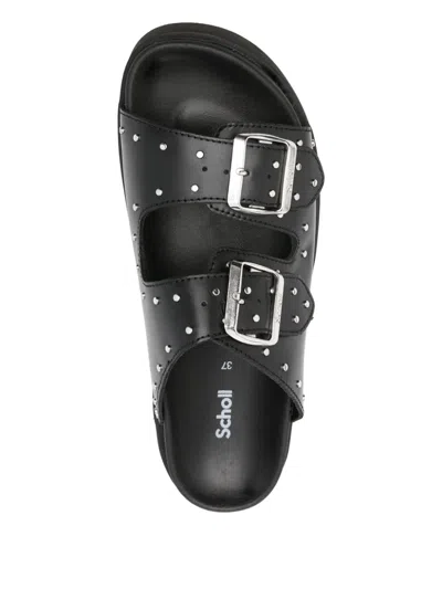 Scholl 40mm Beatriz Studded Double-buckle Platform Sandals In Black
