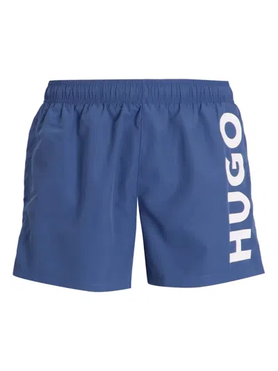 Hugo Boss Logo-print Swim Shorts In Blue