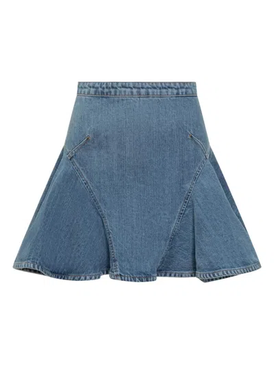 Givenchy Denim Flared Short A-line Skirt In Blue