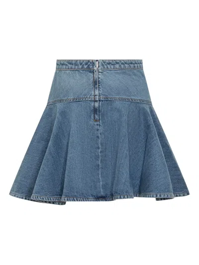 Givenchy Denim Flared Short A-line Skirt In Blue