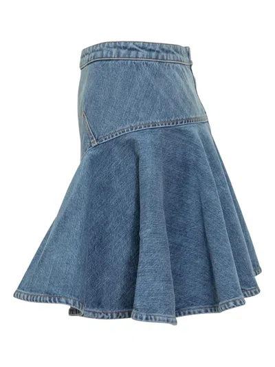Givenchy Denim Flared Short A-line Skirt In Blue
