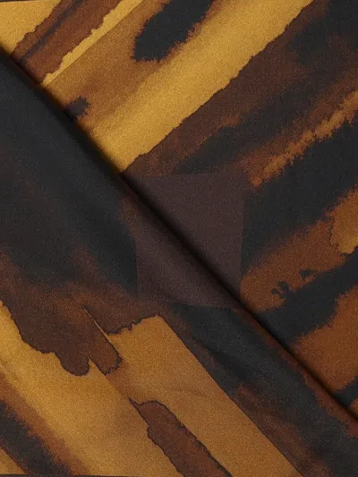 Max Mara Striped-pattern Silk Scarf In Brown