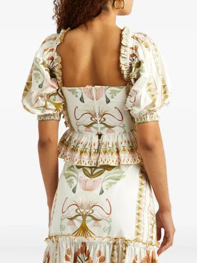 Lug Von Siga Daphne Printed Cotton Top In Natural In Neutral