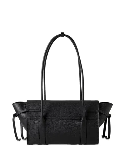 Mulberry Small Bayswater Black Shoulder Bag With Laminated Logo In Leather Woman