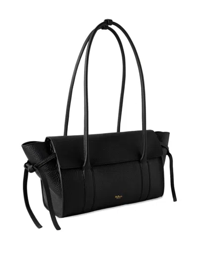 Mulberry Small Bayswater Black Shoulder Bag With Laminated Logo In Leather Woman