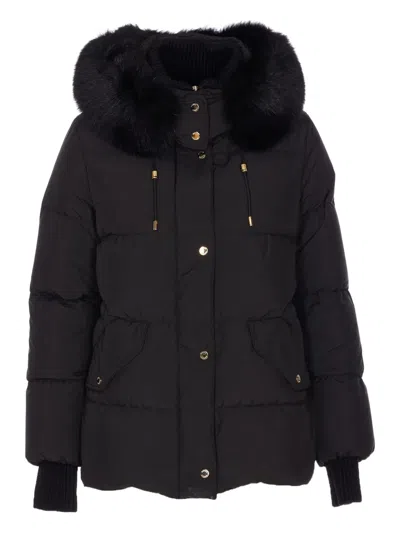 Moorer Quilted Jacket With Removable Fur Hood In Black