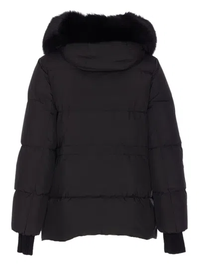 Moorer Quilted Jacket With Removable Fur Hood In Black