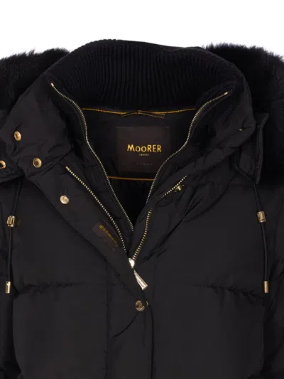 Moorer Quilted Jacket With Removable Fur Hood In Black