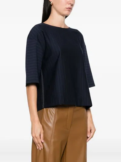 Max Mara Pinstripe Short-sleeved Top In Black