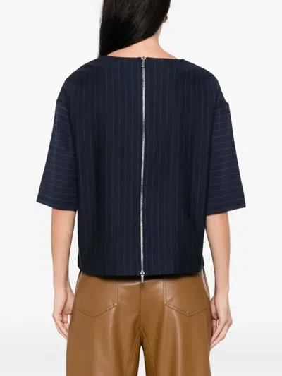 Max Mara Pinstripe Short-sleeved Top In Black