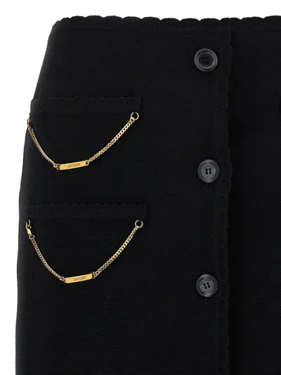 Moschino Skirt With Chain Embellishments And Scalloped Edges In Black