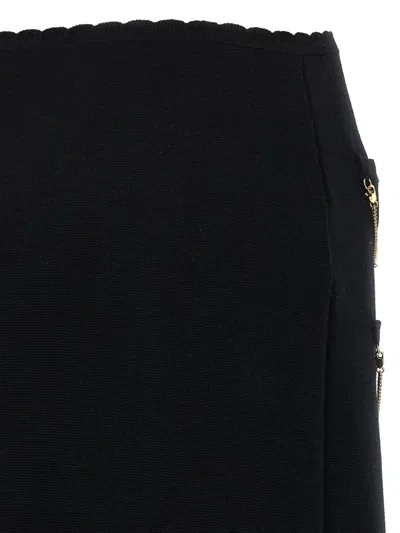Moschino Skirt With Chain Embellishments And Scalloped Edges In Black