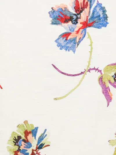 La Doublej Floral-print Straight Skirt In White