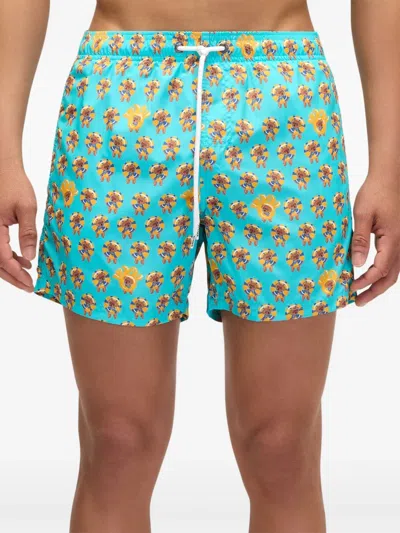 Sundek X Pelo Foundation Dog-print Swim Shorts In Brown