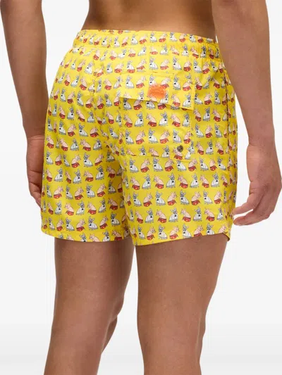 Sundek X Pelo Foundation Dog-print Swim Shorts In Multi