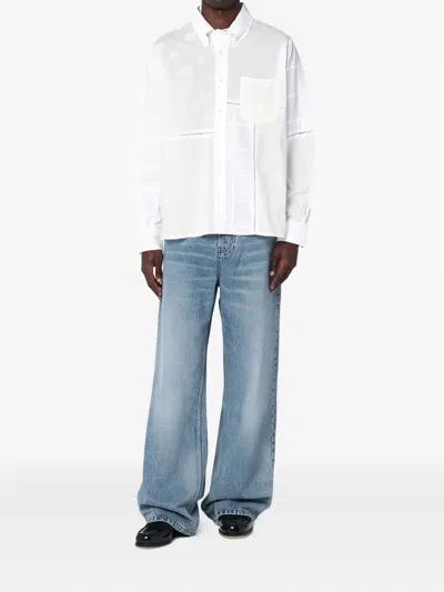 Brain Dead X Brooks Brothers Logo Embroidered Long-sleeved Shirt In White