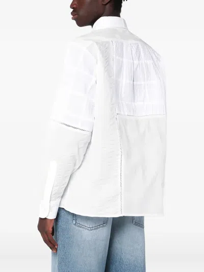 Brain Dead X Brooks Brothers Logo Embroidered Long-sleeved Shirt In White