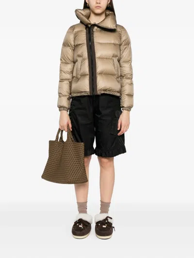 Sacai Asymmetrical Zip Down Jacket In Brown