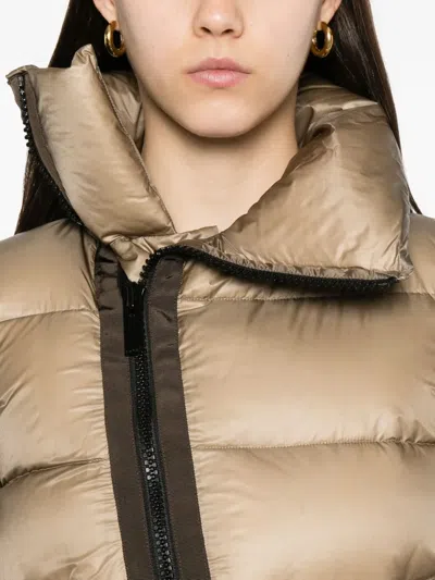 Sacai Asymmetrical Zip Down Jacket In Brown