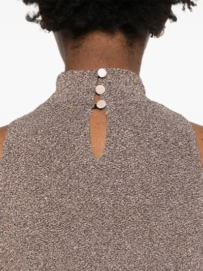 Forte Forte Oberteil Im Metallic-look In Neutral