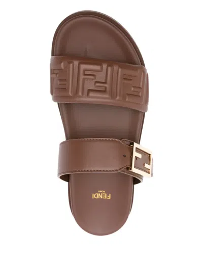 Fendi Slide Sandals With Buckle Detail And Flat Sole