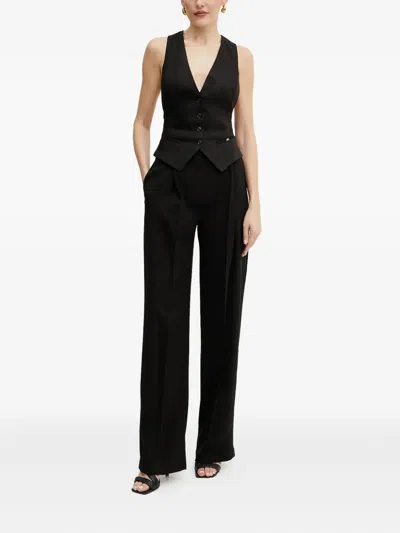 Elisabetta Franchi Lightweight Cool Wool Waistcoat In Black