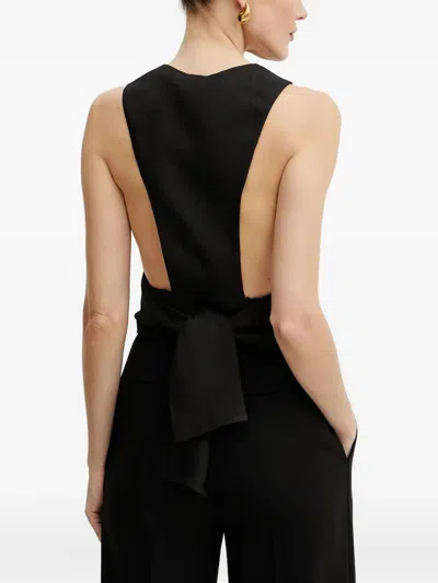 Elisabetta Franchi Lightweight Cool Wool Waistcoat In Black