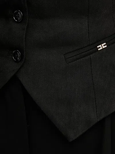 Elisabetta Franchi Lightweight Cool Wool Waistcoat In Black