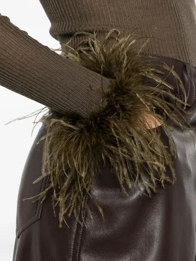 Blumarine Green Sweaters In Brown