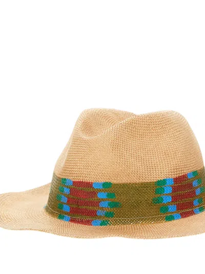 Exquisite J Raffia Patterned Hat In Neutral