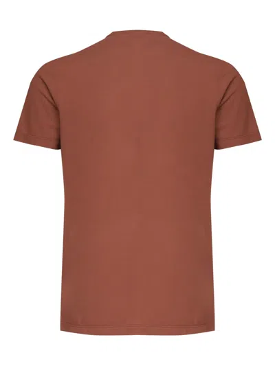 Zanone Crew-neck Short-sleeves T-shirt In Brown