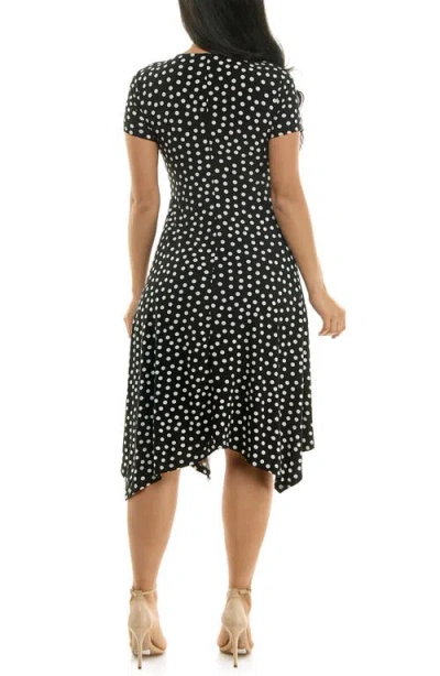 Nina Leonard Faux Wrap Handkerchief Dress