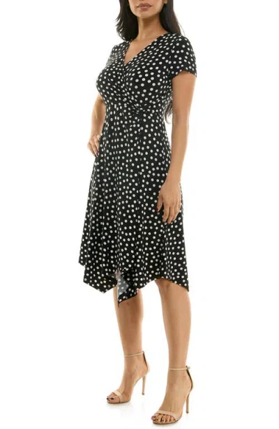 Nina Leonard Faux Wrap Handkerchief Dress