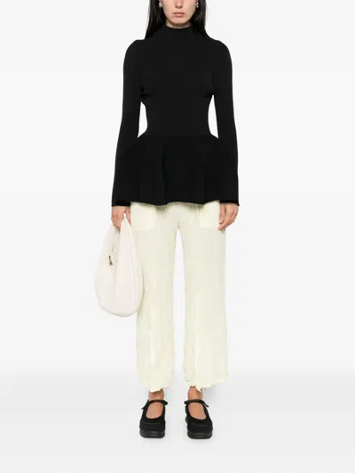 Cfcl Pottery Ribbed Peplum Top In Black