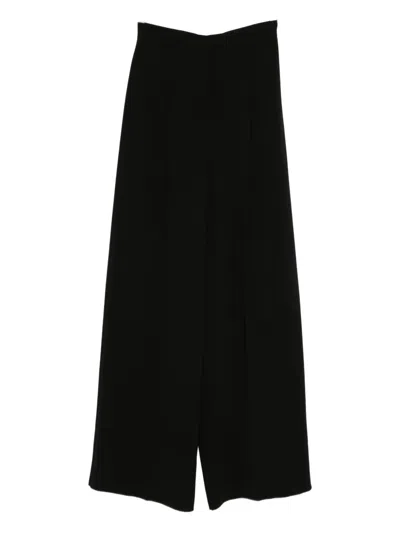 Max Mara Double-pleat Wide-leg Trousers In Black