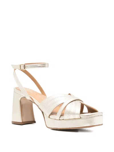 Pedro Miralles 80mm Crossover Platform Sandals In Gold