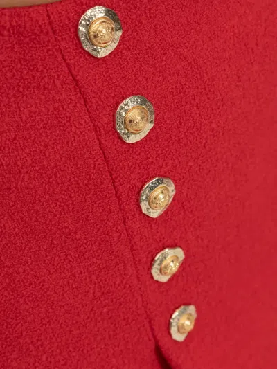 Balmain High Waist A-line Skirt With Button Detailing In Red