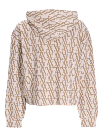 Armani Exchange Jacquard Fabric Sweatshirt With Allover Logo In Nude