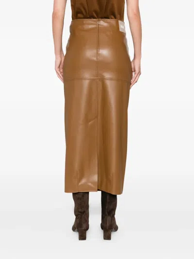 Max Mara Zip-pocket Faux-leather Skirt In Brown